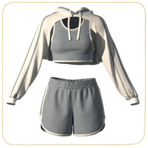 مدل سه بعدی تاپ و شورت ورزشی زنانه   C01N015