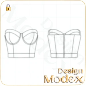 کراپ تاپ دکلته فلت لایه باز برای طراحی لباس  F03EP001N003