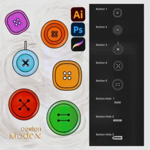 مجموعه براش آماده دکمه و جادکمه B01B001 برای تصویرسازی