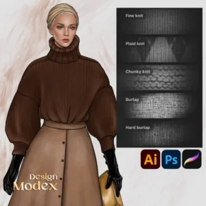 مجموعه براش آماده بافت پارچه B01K001 برای تصویرسازی